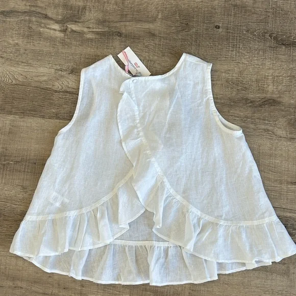 NWT Vineyard Vines Linen Ruffle Tank Blouse S - Picture 7 of 13